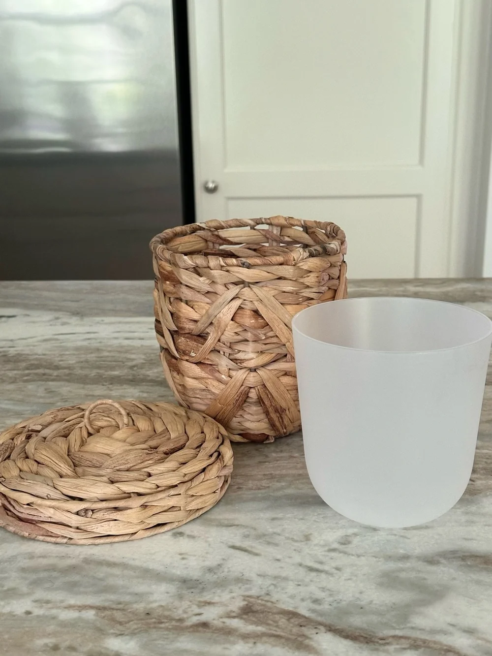 Acorn Shaped Woven Storage Basket With Lid - Bathroom Accessories / Fall Decor